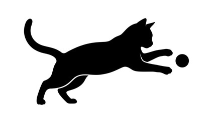 Helloween Black cat silhouette, feline icon, pet illustration, animal design element vector © MstRahela