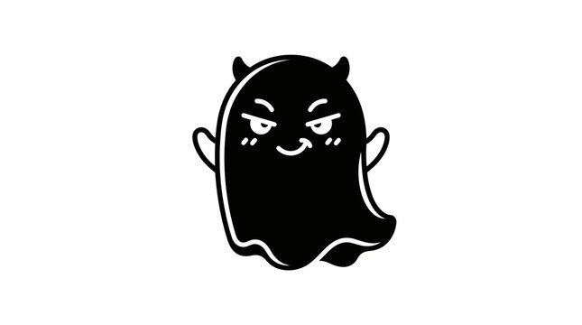 Helloween Cute devil ghost icon, black cartoon character, emoticon, vector illustration vector
