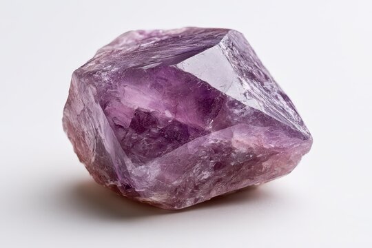 High-detail close-up of a polished lepidolite gemstone on a plain white background