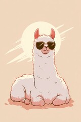 Fototapeta premium Cool No Drama Llama: relaxed, sunglasses-wearing vibe in a friendly illustration