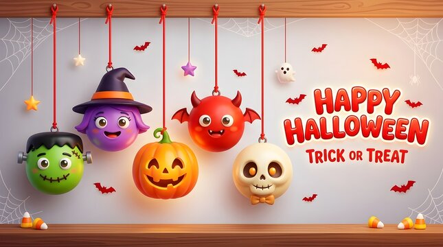 Charming halloween character garland with bats and candy corn for festive decorations