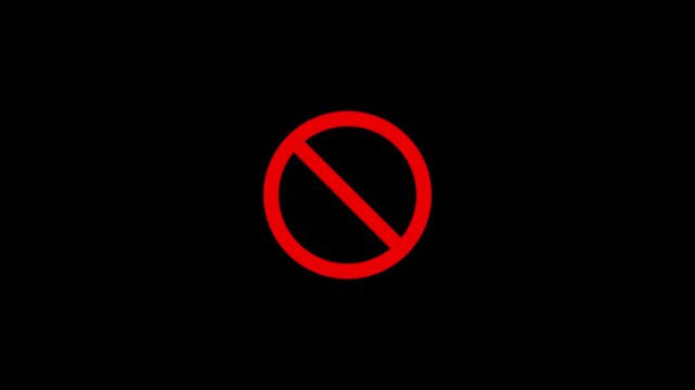 No parking icon animation symbol white color text on black background.Animated icon no parking background.motion video.