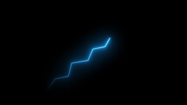 neon business graph growth concept animation. Business growth concept on graph chart showing growth of marketing sales profit up to future target.neon line graph animation video