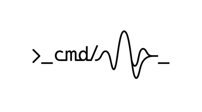 Command line interface and sound wave line art.