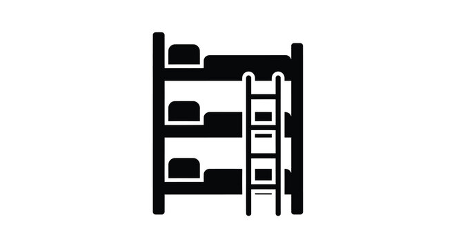 Bunk bed silhouette on a white background