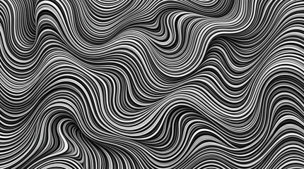 Fototapeta premium Black and white wavy lines create a dynamic abstract pattern