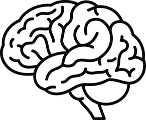 Fototapeta premium Brain Line Vector Icon Human Brain Neurology Mental Health Neuroscience Intelligence Medical Anatomy Minimal Flat Black Outline Silhouette Isolated Design Symbol