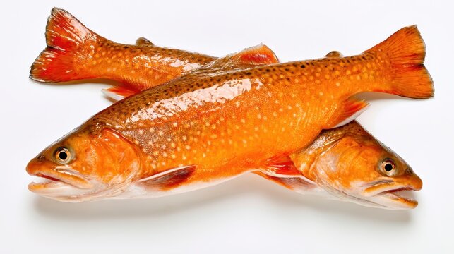 Arctic char fish on a pure white background &acirc;&euro;&rdquo; studio shot for product photography