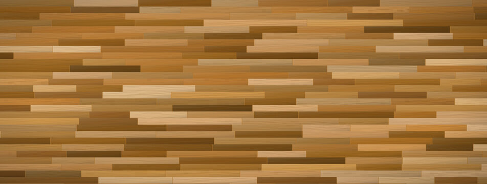 Warm brown wood parquet texture with narrow timber slats for rustic interior floor design.