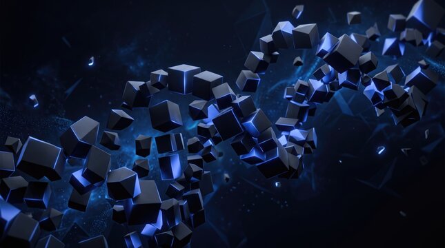 3  AI Abstract background Modern abstract geometric shapes in dark blue night sky style