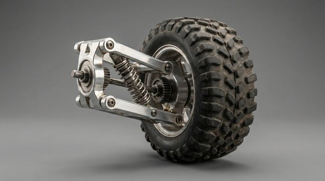 Off - road vehicle wheel with suspension and shock absorber
