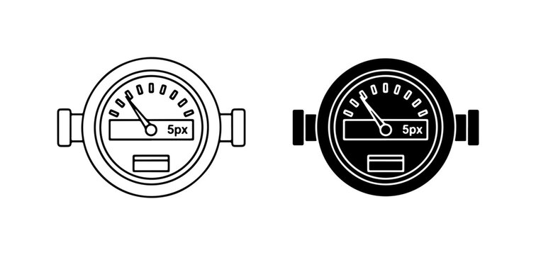 Flow Meter Icons, Gauge Dial Vector Set, Industrial Measurement Tools