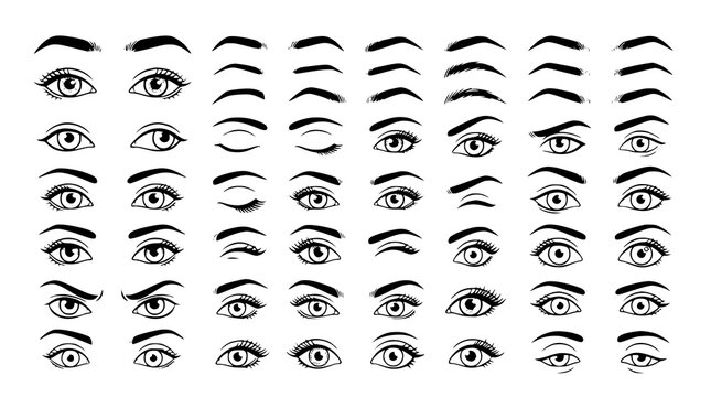 :
Human Eyes and Eyebrows Line Art Vector Collection with Male Female Facial Expression Elements