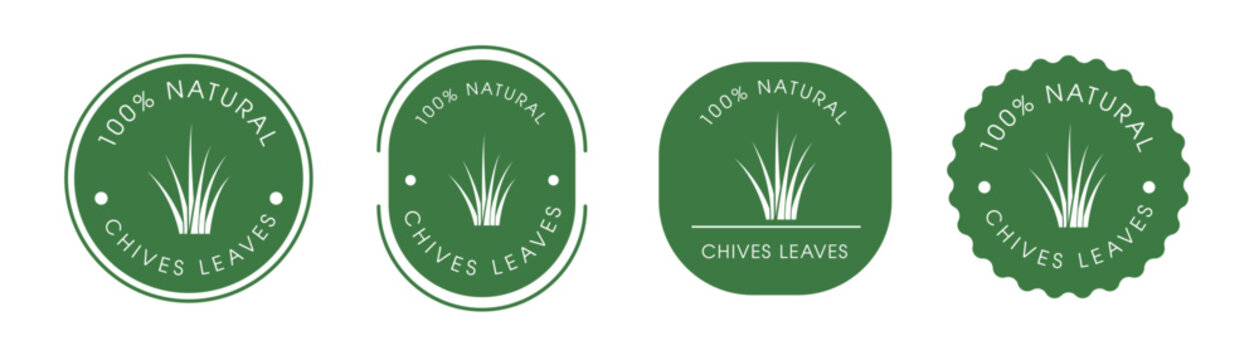 Fresh Chives Culinary Badge and Label Collection, vector illustration.
