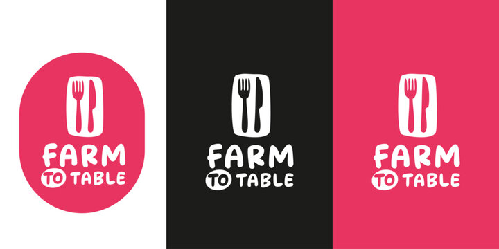 Farm To Table Organic Produce Badge and Label Collection, vector illustration.