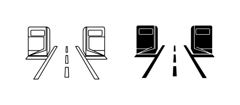 Toll Booth Icons, Road Payment Stations, Highway Entry Points, Traffic Control Vector Set