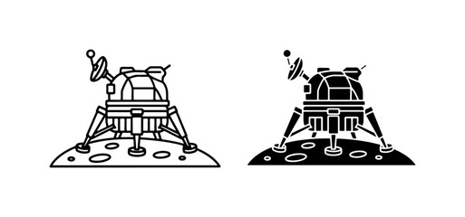 Lunar Lander Vector Icons: Space Exploration, Moon Landing, Sci-Fi Craft, Astronaut Mission © Sadiya