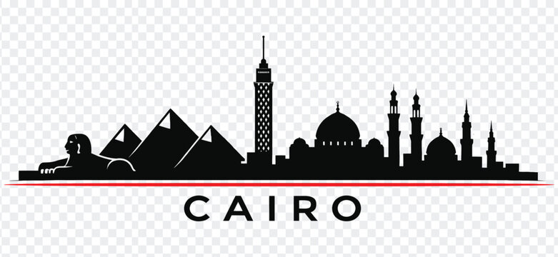 Cairo city skyline silhouette, egypt
