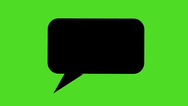 Comic dialog box animation, black speech bubble pop up green screen