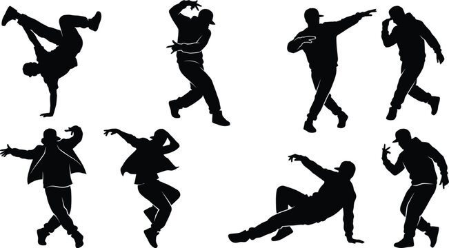 Breakdancer hip hop silhouette vector collection