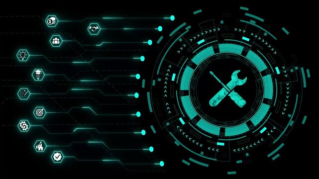 Cyber security concept. Shield With gear icon on digital data background. Cyber data security or information privacy idea. Blue abstract hi speed internet technology. Big data flow analysis animated.