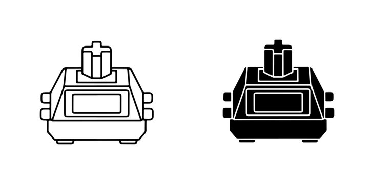 Mechanical Keyboard Switch Icons, Outline and Solid Black, Technology Component Graphics