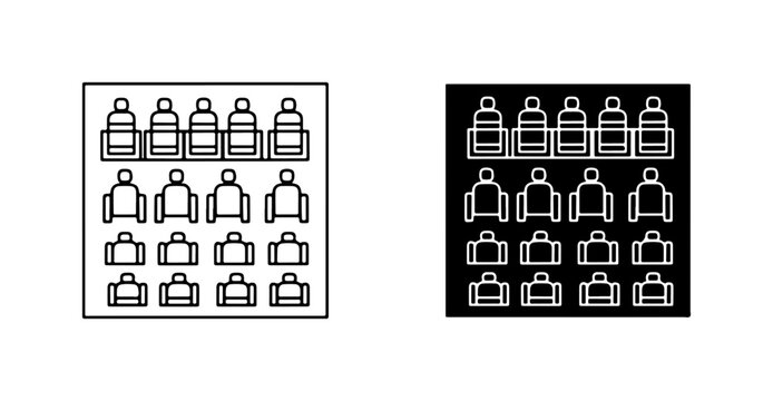 Audience Seating Arrangement Icons, Rows of Chairs, Cinema or Theater Seating, Vector Graphics