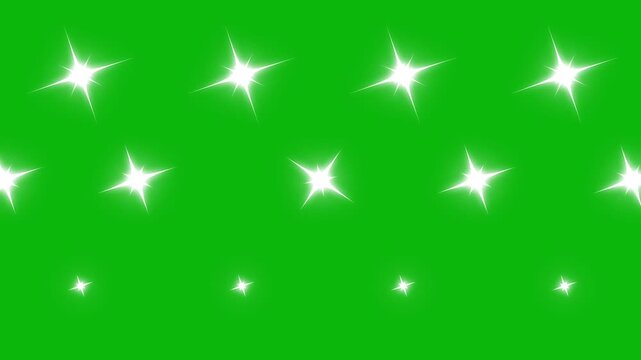 Best Twinkle star glitter sparkle, white cartoon, flat, vector, doodles style stars blinking, glitter on green screen background, night sky. Christmas, party, celebrate, Glowing stars sparkle.