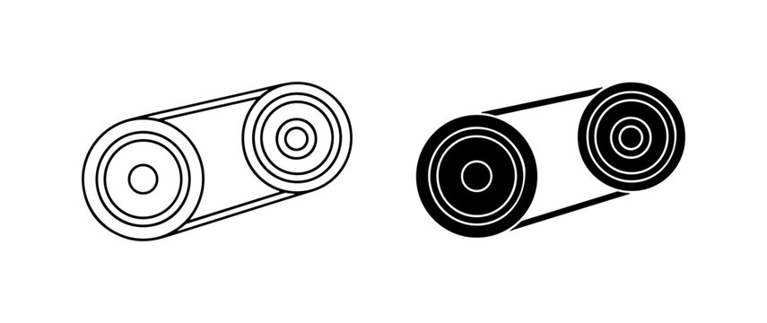 Belt Drive System Icons, Mechanical Power Transmission, Engineering Concepts