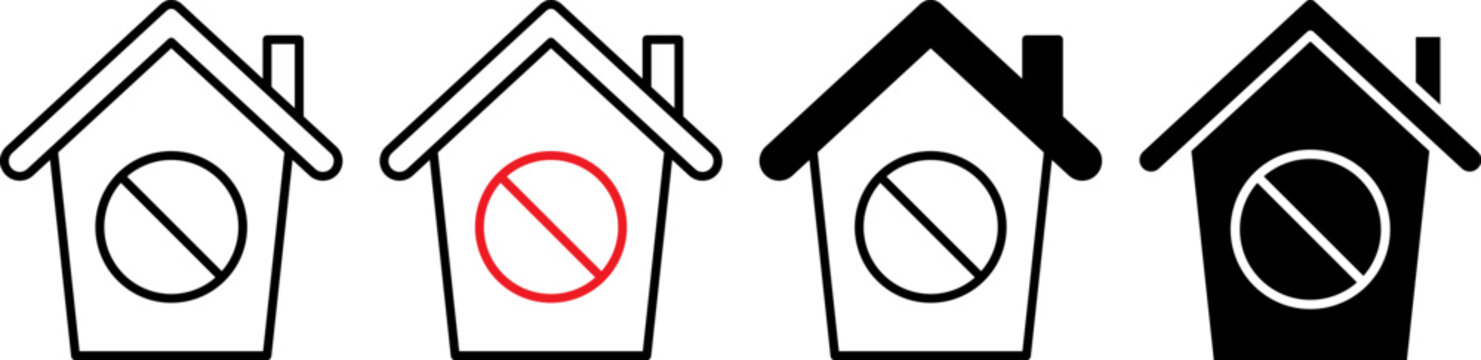 House forbidden icons. Set of home restricted symbols for web design.