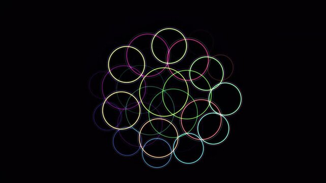 Interlocking Multicolor Circles Forming Animated Geometric Pattern