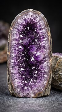 Amethyst Geode Interior Crystal Cavity Macro Mineralogy Science Purple Gemstone