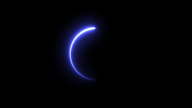 Blue neon circle frame animation, glowing light border, bright circle neon outline, soft electric shine edge, clean black screen background, minimal light box effect, futuristic neon border loop. 4K