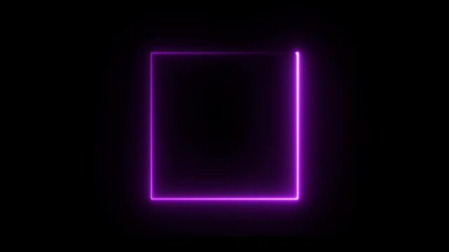 Bright Magenta Neon Light Square Path Animation. abstract glowing blue neon rectangle border frame. tow ton rectangle picture frame concept. seamless concrete wall neon gradient web animation. 4K