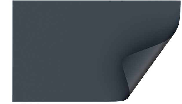 Dark Charcoal Gray Paper Sheet with Curled Corner 3D Isolated Object
