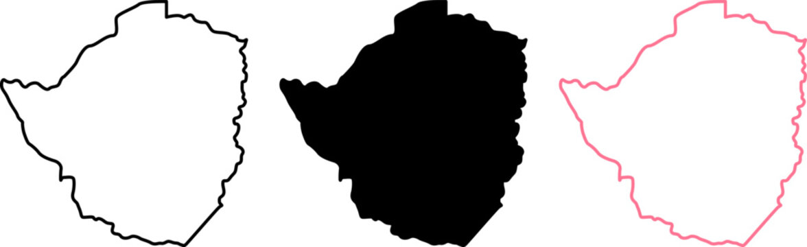 Zimbabwe map outline. Vector silhouette and border shape of the country.