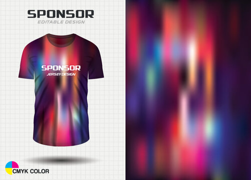 Abstract colorful jersey design template with vibrant blurred light effects