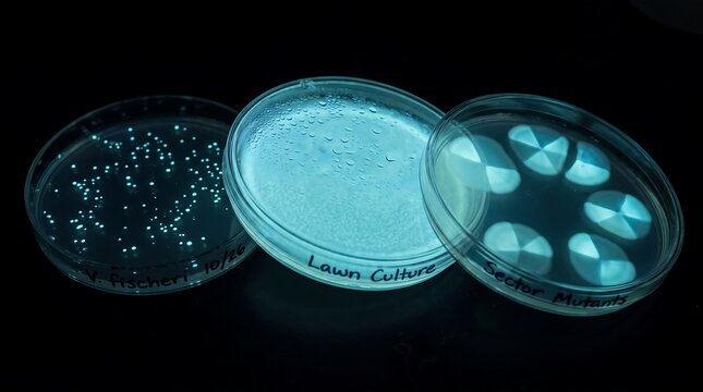 Bioluminescent Bacteria Petri Dish Colony Glowing Dark Laboratory Microbiology Science