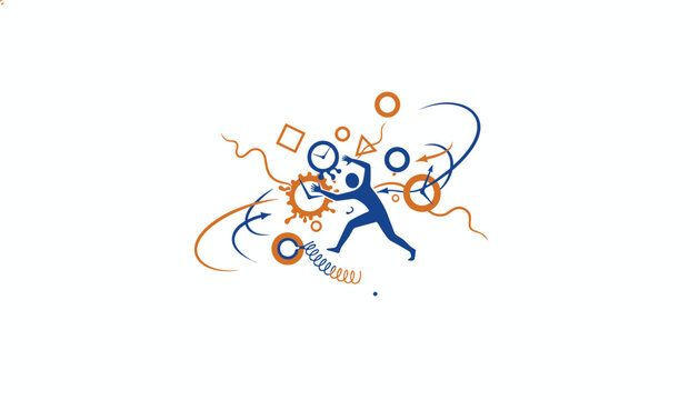 Abstract depiction of a person struggling with time management and chaotic temporal disruption.