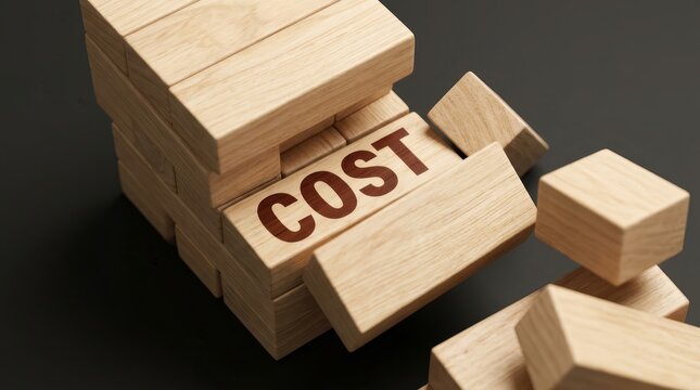 Wooden blocks structure revealing underlying expense as a hidden cost concept