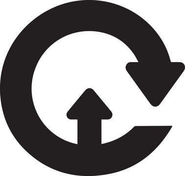 Circular refresh icon with upward and downward arrows on a transparent checkered pattern.