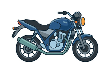 Obraz premium Flat Design Blue Motorcycle Vector Illustration