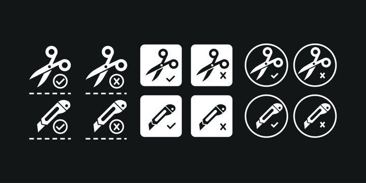 knife and scissors packaging label sticker design, vector illustration.