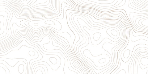 Fototapeta premium Topographic Contour Art in the Style of Classic Surveyor Maps with Rustic Linework, Organic Earth Tones, and a Strong Connection to Natural Geography.Contour maps. Topo contour paper design. 