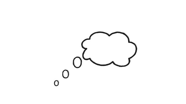 Hand-drawn thought bubble illustration on white background