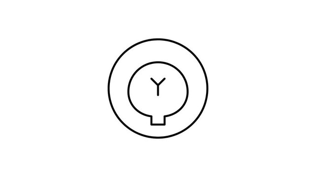 Minimalist line art icon featuring the letter Y inside a circular frame