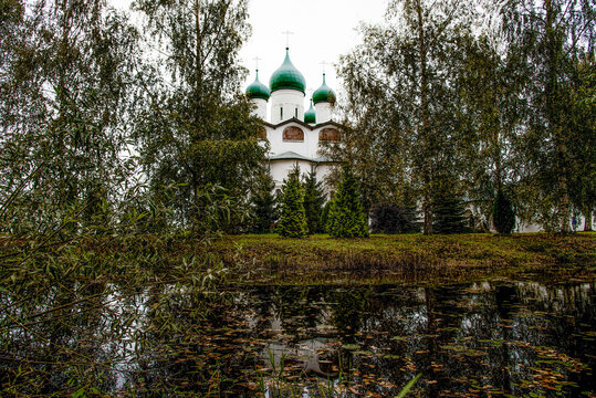 Nikolo-Vyazhishchsky orthodox Monastery temple in Novgorod region, Russia