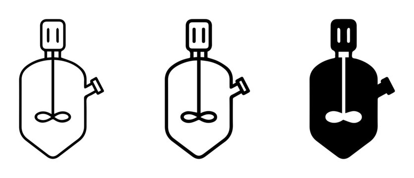 Laboratory Stirrer Icons, Chemical Reactor Vector Set, Scientific Mixing Equipment