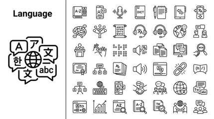 Set of language and translation line icons vector illustration collection © RASEL
