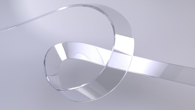 Abstract clear flow wave on gray background, abstract glass shape background
